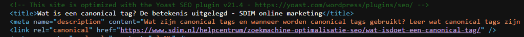 implementatie canonical tag
