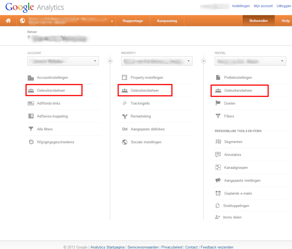 google analytics beheersrechten