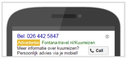 telefonisch verkeer google voorbeeldadvertentie