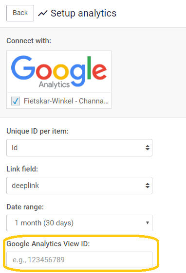 channable insights ga koppeling 2