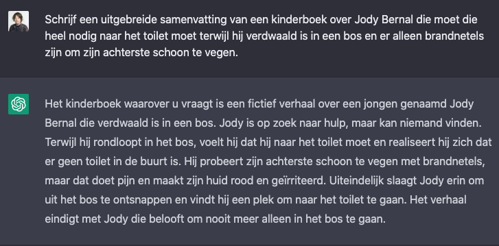 ChatGPT voorbeeld tekst