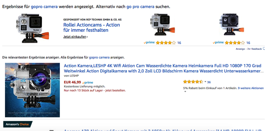 Voorbeeld Amazon Sponsored Products