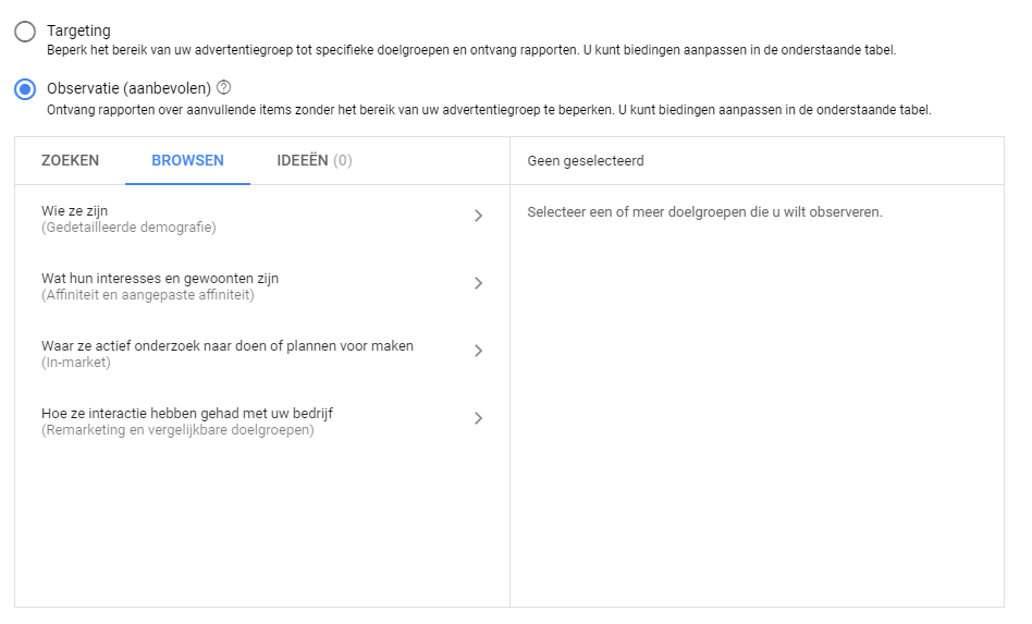 Doelgroeptargeting Google ads