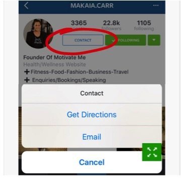 Instagram contactknop