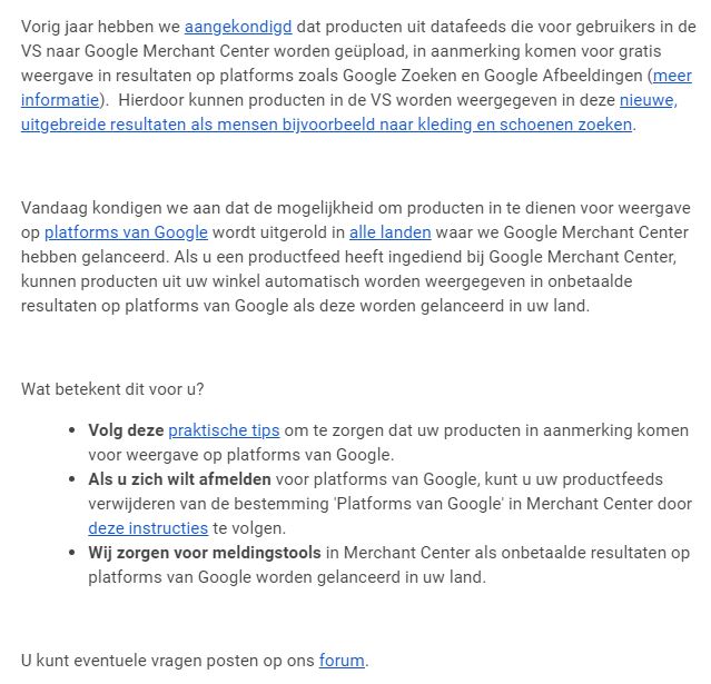 Nieuws over Google Shopping organisch vanuit Google