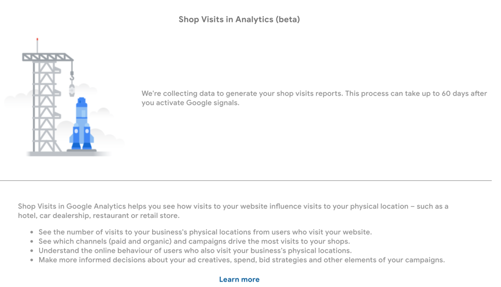 Google Analytics Shop Visits