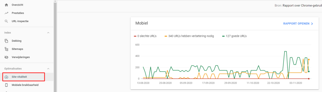 site vitaliteit rapport Google Search Console