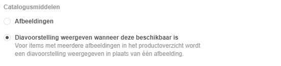 Facebook dynamische diavoorstelling advertenties