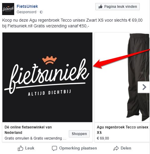 Vaste kaart in Facebook advertenties