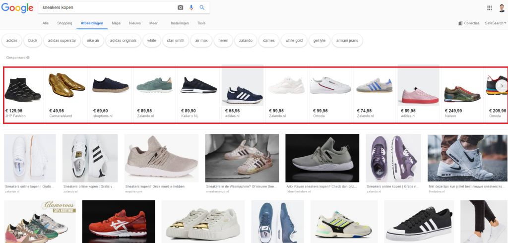 Google Shopping in Google Afbeeldingen