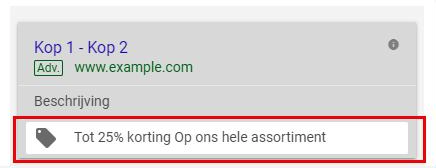 Google Ads promotie component