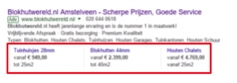 Google Ads prijscomponent