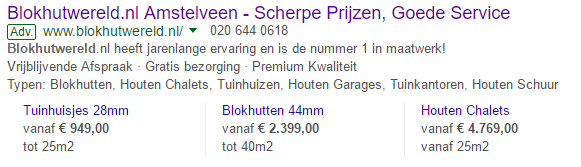 Prijsextensie Google