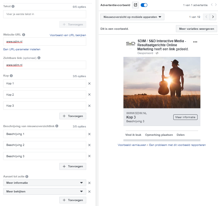 facebook dynamisch advertentiemateriaal