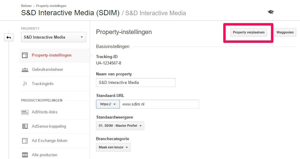 property verplaatsen Google Analytics