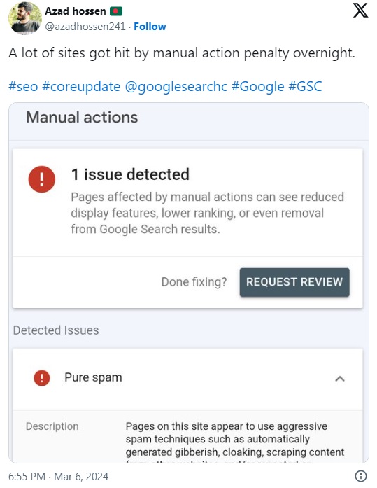 Google Manual acties