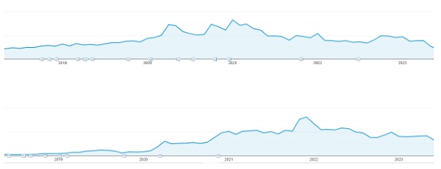 ontwikkelingomzet 2 grote ecommerce spelers