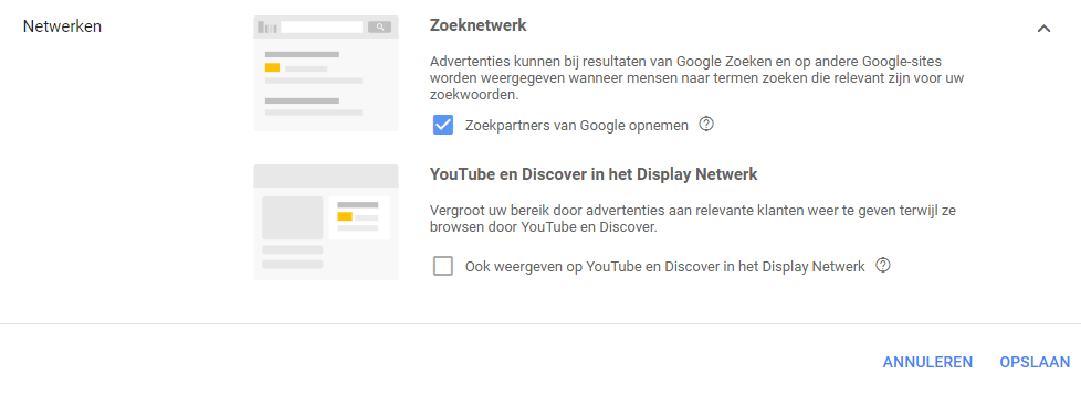 youtube en discovery netwerk uitsluiten