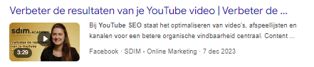 Youtube video's in de zoekresultaten voorbeeld