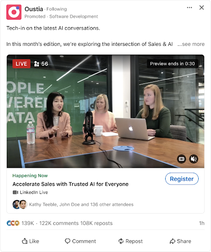 linkedin live event ads