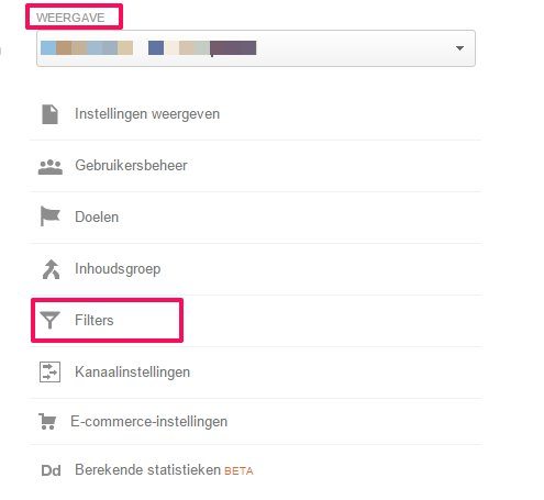 Screenshot Google Analytics - Filter