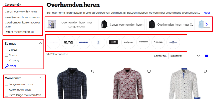 screenshot bol.com faceted navigation overhemden