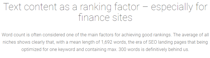 text content - word count als ranking factor