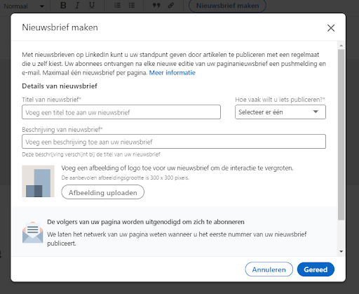 voorbeeld hoe je een artikel kan schrijven binnen linkedin