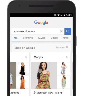 google shopping showcase ad