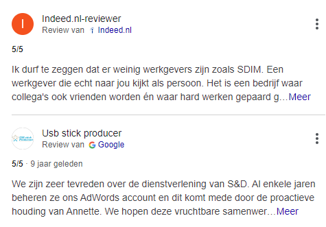 Google bedrijfsprofiel reviews