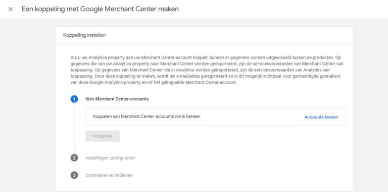 koppeling met merchant center maken