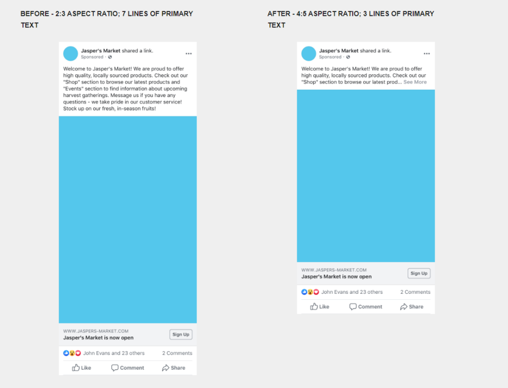 aanpassingen advertentieformats meta aspect ratio