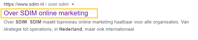 Pagetitle voorbeeld Google